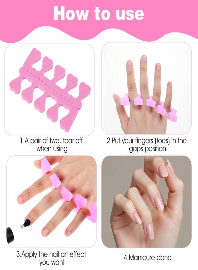 ValueBargain 24 Pcs Toe Spacers for Pedicures, Foam Toe Separators Soft Foam Sponge Toes Spacer for Manicure Pedicure for Easy Naisl Painting (Pink) - Image 4